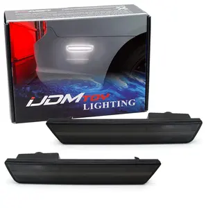 Compatible with Dodge Challenger 2008-2014, Charger 2011-2014, Smoked Lens White Full LED Rear Side Marker Light Kit Powered by 36 LED Diodes