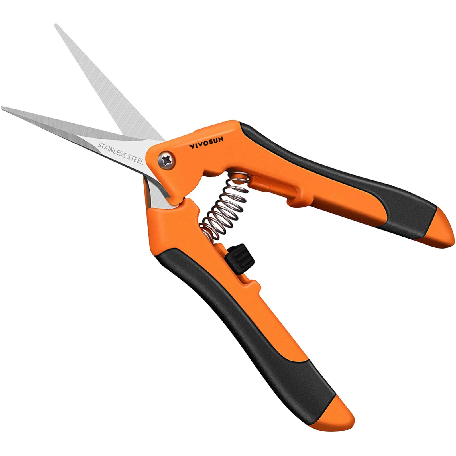 VIVOSUN 6.5 Inch Gardening Scissors Hand Pruner Pruning Shear with Straight Stainless Steel Blades Orange
