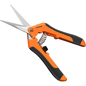 VIVOSUN 6.5 Inch Gardening Scissors Hand Pruner Pruning Shear with Straight Stainless Steel Blades Orange