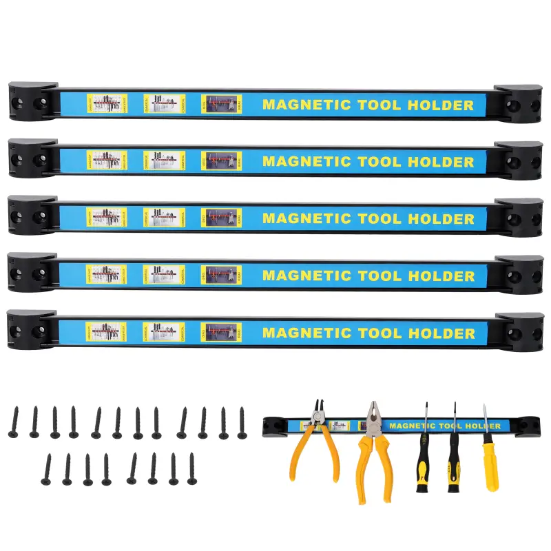 5PACK 18inch Heavy Duty Magnet Tool Bar,Magnetic Tool Holder,Magnetic Tool Holder Strip,for Workshop Garage,Mounting Screws Included