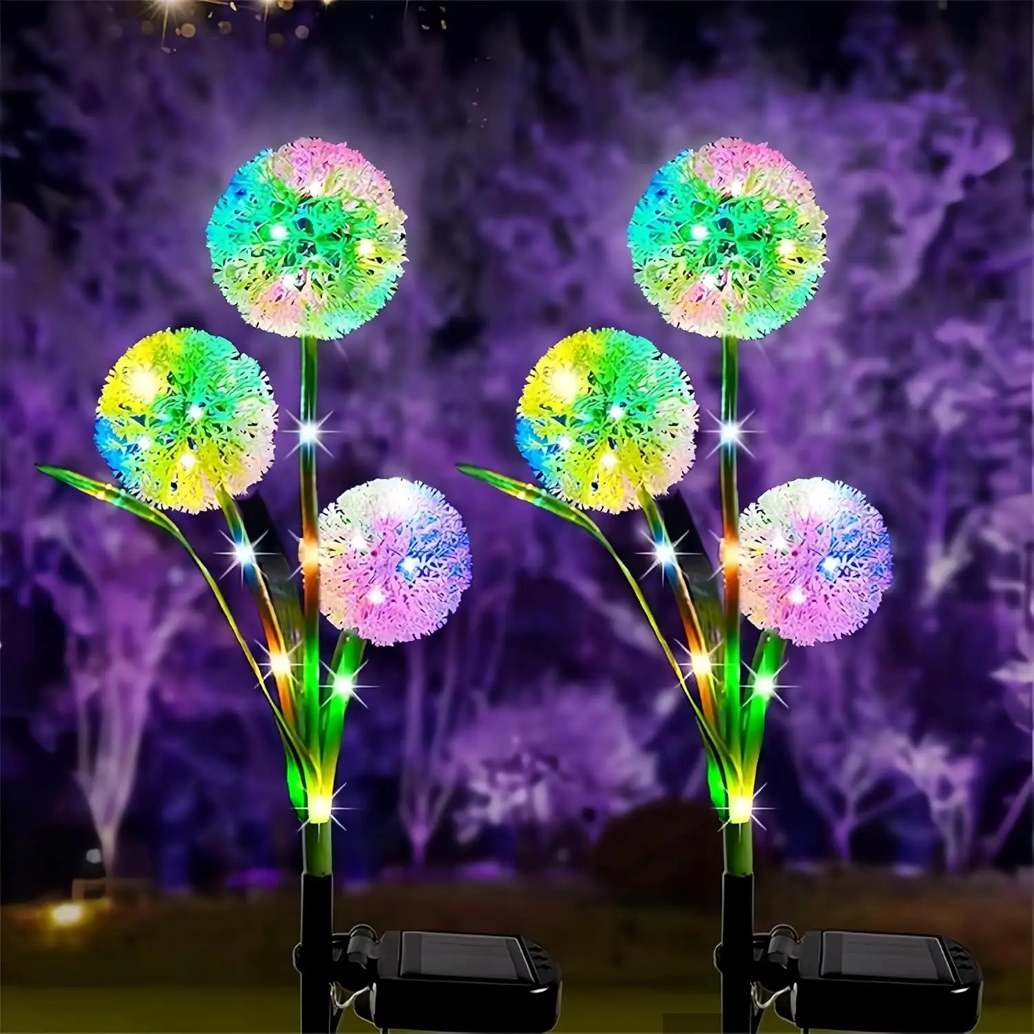 2/4 Pack Dandelion Shape Solar Landscape Stake Lights, Waterproof LED Solar Outdoor Lights, Garden Porch Pathway Lawn Decor for Patio Holiday Party
