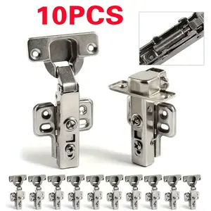 Set of 10 Soft-Close Hydraulic Cabinet Hinges, Full Coverage for Kitchen & Wardrobe, Includes Installation Screws