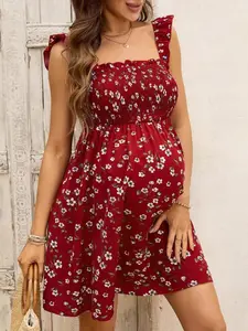 MaterniRIO Floral Print Cap Sleeve Dress For Vacation