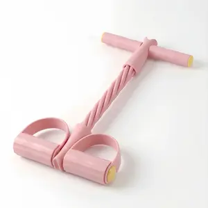 RENZEC Pink 6-Strand Ab Crunch Trainer – Core Workout Equipment with Non-Slip Foot Pedals & Resistance Bands for Home Gym