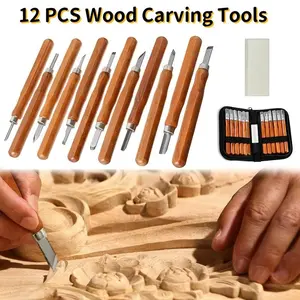 12Pcs Carbon Steel Wood Carving Knife Set,Handcrafted Woodworking Tools for Sculpture,DIY Craftsmanship & Beginners,Hand Tools Kits,Springtok