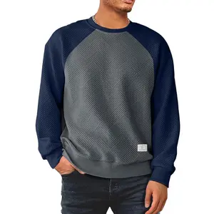 Dokotoo Men Men's Fall Crewneck Sweatshirts Patchwork Long Sleeve Geometric Texture Casual Pullover Shirt Hoodie Menswear