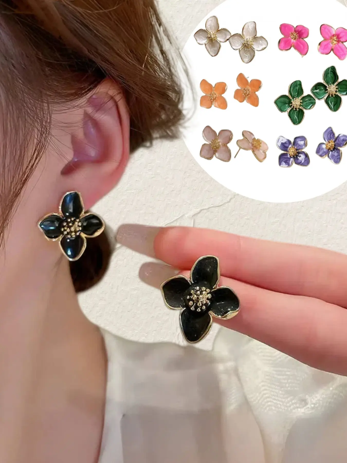 Hypoallergenic Multi - Color Floral Stud Earrings - Charming Jewelry for Women's Daily Wear, Party & Casual Occasions, Fashionable Earrings, Flower Stud Earrings, Earrings Studs
