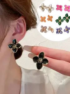 Hypoallergenic Multi - Color Floral Stud Earrings - Charming Jewelry for Women's Daily Wear, Party & Casual Occasions, Fashionable Earrings