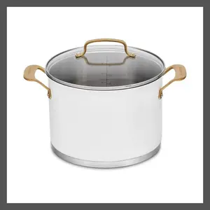 Cuisinart 2PC Stainless Steel Stock Pot Set 500F 8QT Matte White Brushed Gold