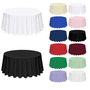 6/8/10/12 Packs Round Premium Polyester Tablecloth,  Wrinkle Resistant Washable Table Cover for Wedding Reception Banquet Party Halloween Decor Anniversary Party Household Items Holiday Outdoor Dining Table Setup