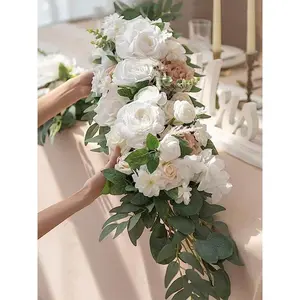 2 Pcs/Set Artificial Wedding Arch Floral Arrangements For Wedding Ceremony Backdrop Reception Table Decoration Flowers Decorative Fruit Plants Ornaments White