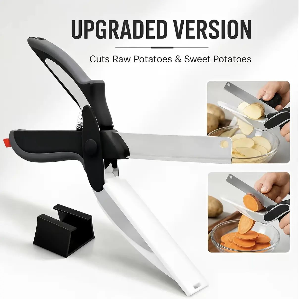 Kitchen Scissors for Food with Cutting Board, 2 in 1 Kitchen Scissors Safety Lock | Stainless Steel Cutting Board Scissors for Veggies, Fruit & Cheese; 9.6" Detachable Blade; Dishwasher Safe Tomato Knife