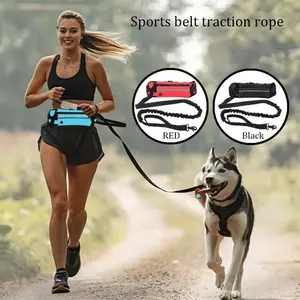 2 Pieces Medium and Large Dog Outdoor Hands-Free Waist Bag Dog Leash - Durable Nylon Dog Leash for Running, Walking, Training and Hiking, Bringing a Comfortable Pet Walking Experience