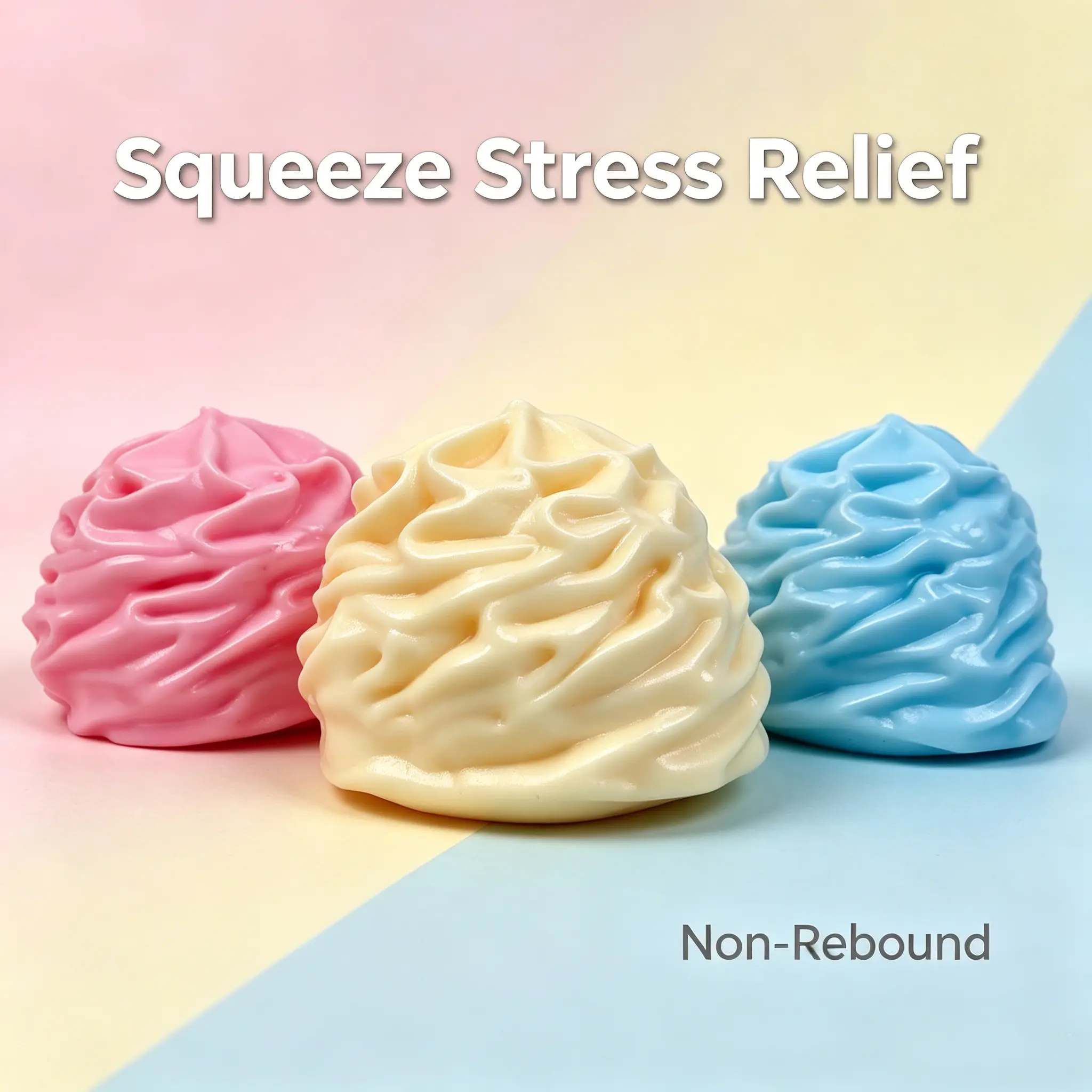 Cream Swirl Non Rebound Squish Toy, 2.95 Inch Soft Squeeze Stress Relief Mochi Squishy, Aesthetic Slow Squeeze Decompression Fidget Toy