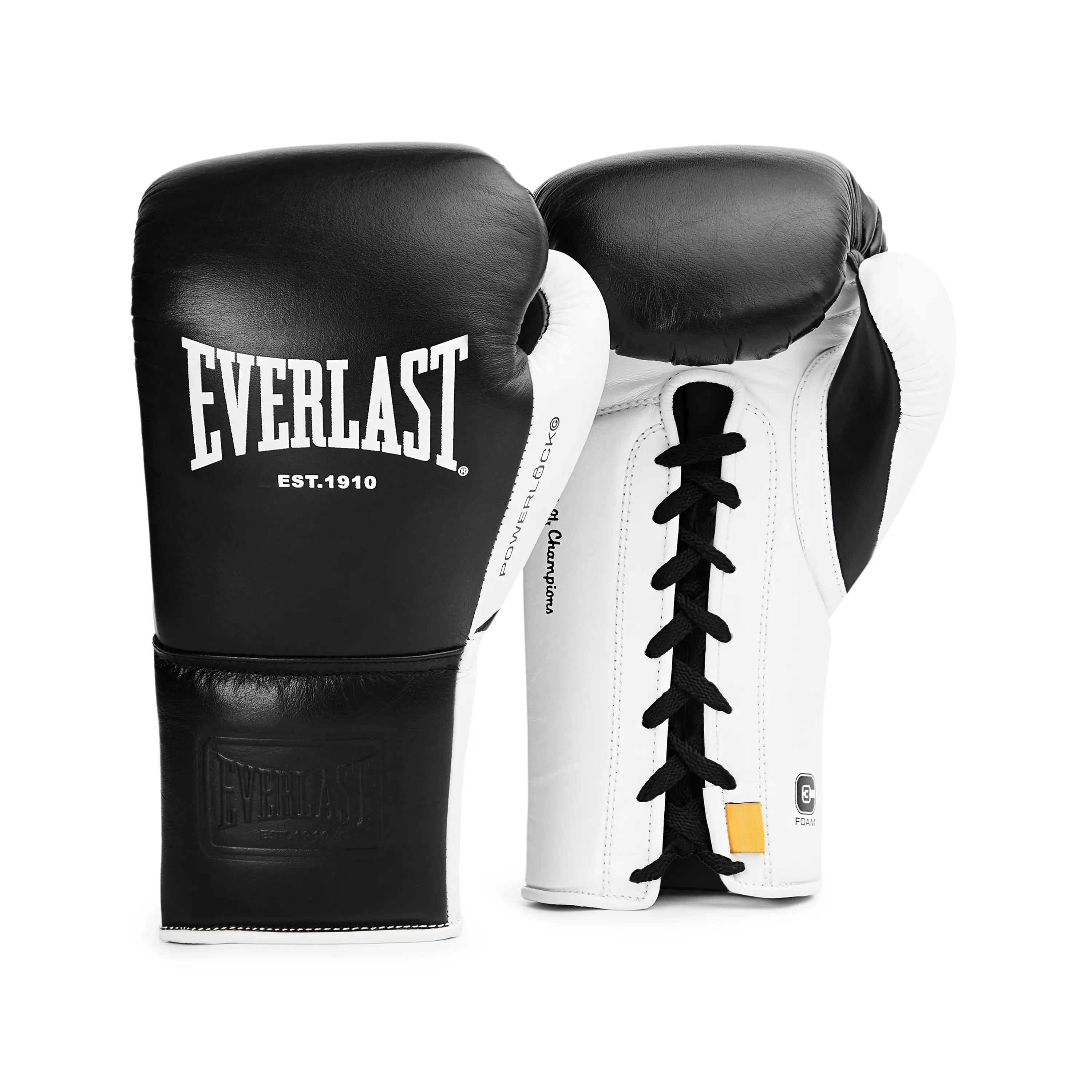 Everlast Powerlock OG Pro Full-Grain Leather Lace Up Boxing Gloves, Elevated Fit for Professional Sparring and MMA Workout