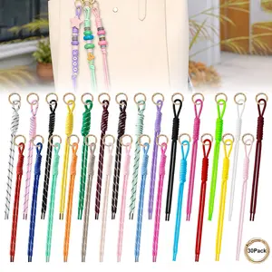 27pcs Multi-Color Woven Braided, with 30pcs O-Rings, Cute Aesthetic Keychain Lanyard Straps, Fashion Decorative Bag Accessories for Girls Backpack Purse Handbag Decoration, Rope Bag Pendant Charms Kit