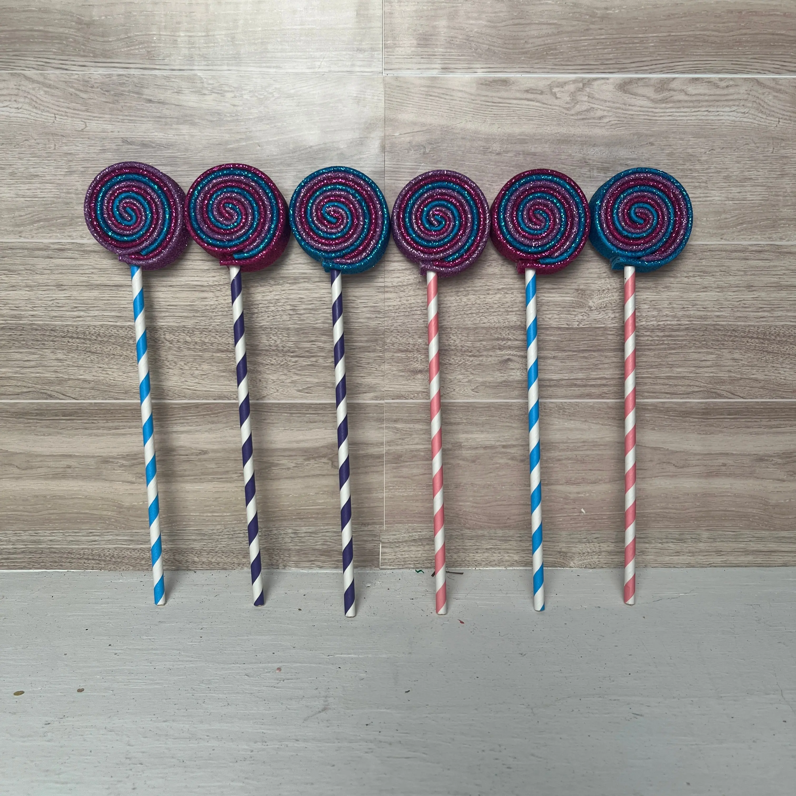 Purple, Blue, Pink MINI Foam Lollipops (6)