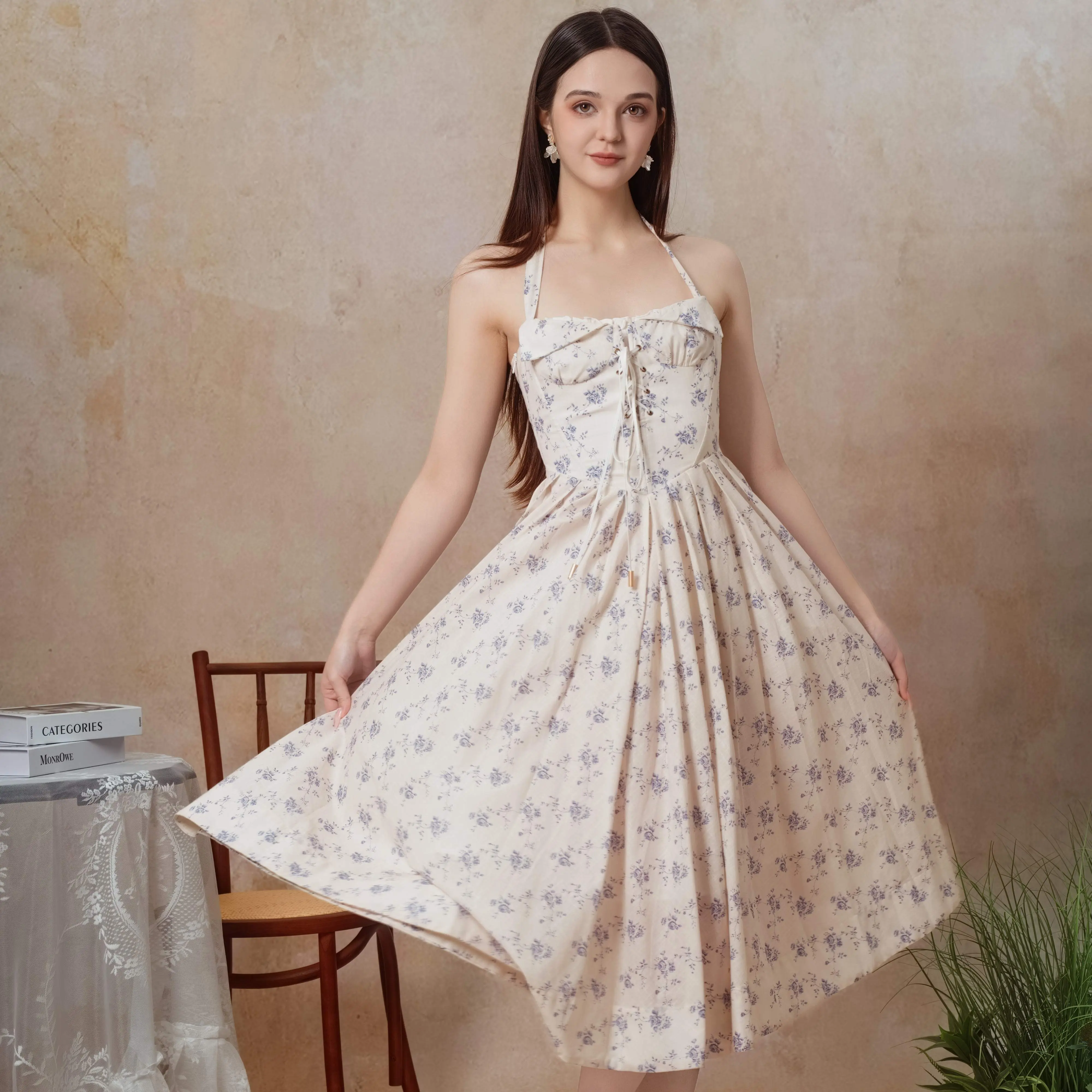 a blue dress Azure ASOS DESIGN satin high swatches-tinisie-halter-mini-dress Color:Light Grey