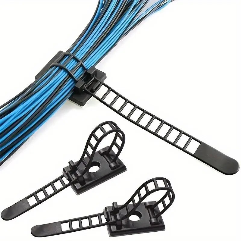 Organize Your Cables in Style with 10/20pcs Adjustable Cable Tie Mount Clips, Office Desk Accessories, Desk Cable Organizer