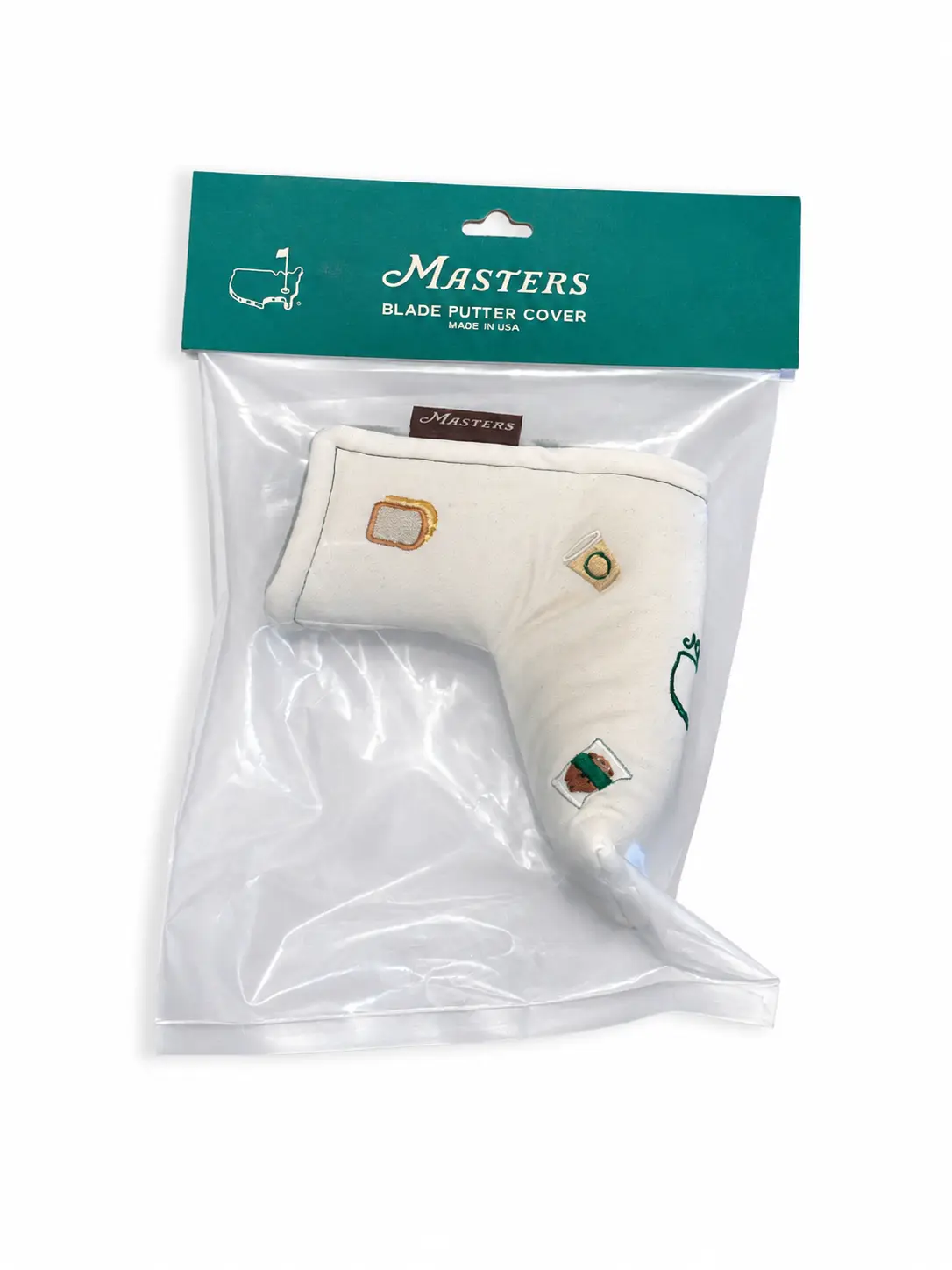 Masters Concessions Official Licensed Embroidered Seamus Golf Blade-Shape Canvas Putter Headcover, Durable Golf Accessory with Magnetic Closure, Secure Hold, Standard Fit for Collectors, Golfers