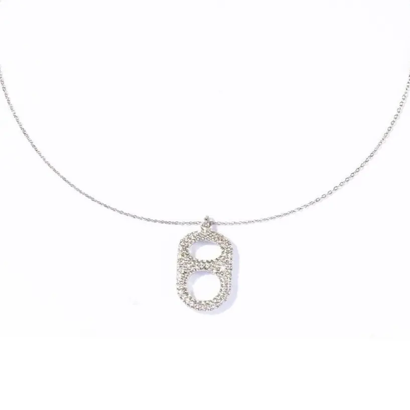 Luxe Silver Crush Pop Tab Floating Pendant Chain Necklace, Hypoallergenic Brass Chain with Palladium Finish, Daily Versatile Bling Effect Jewelry by Tab~ulous, Daily Versatile Chain