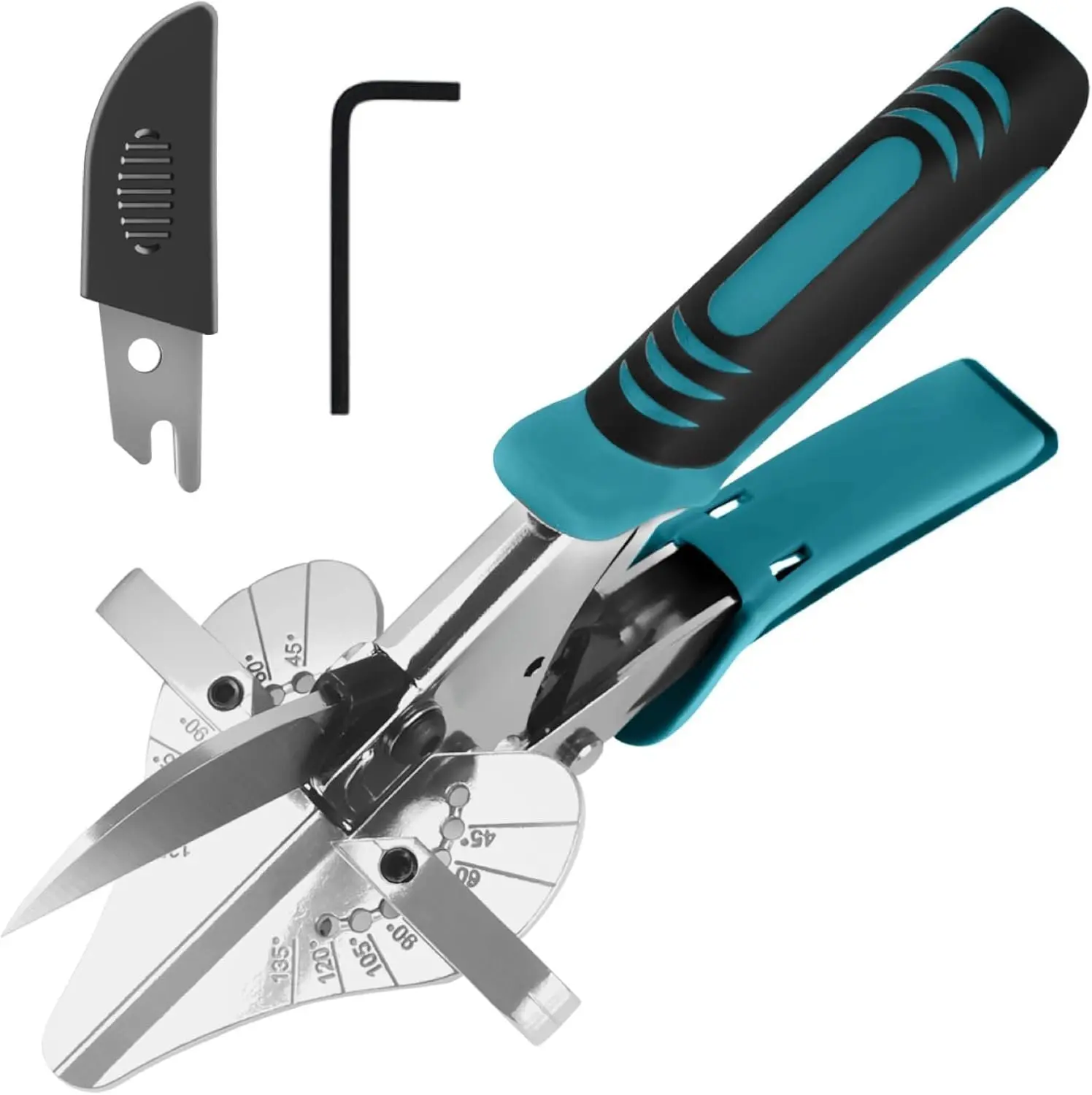 OShine Ratchet Miter Shears - Heavy Duty Scissor, Construction Tool for Angular Molding Crafting, Quarter Round Cutting, 45-135 Multi-Angle PVC Trim Hand Tool with Extra Hex Key Included, Construction Tools