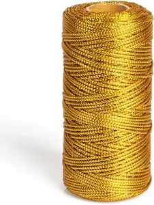 Metallic Cord Tinsel String Rope for Christmas Ornament Hanging, Decorating, DIY Crafts & Gift Wrapping -1.5Mm 110Yd(Gold) Laoban
