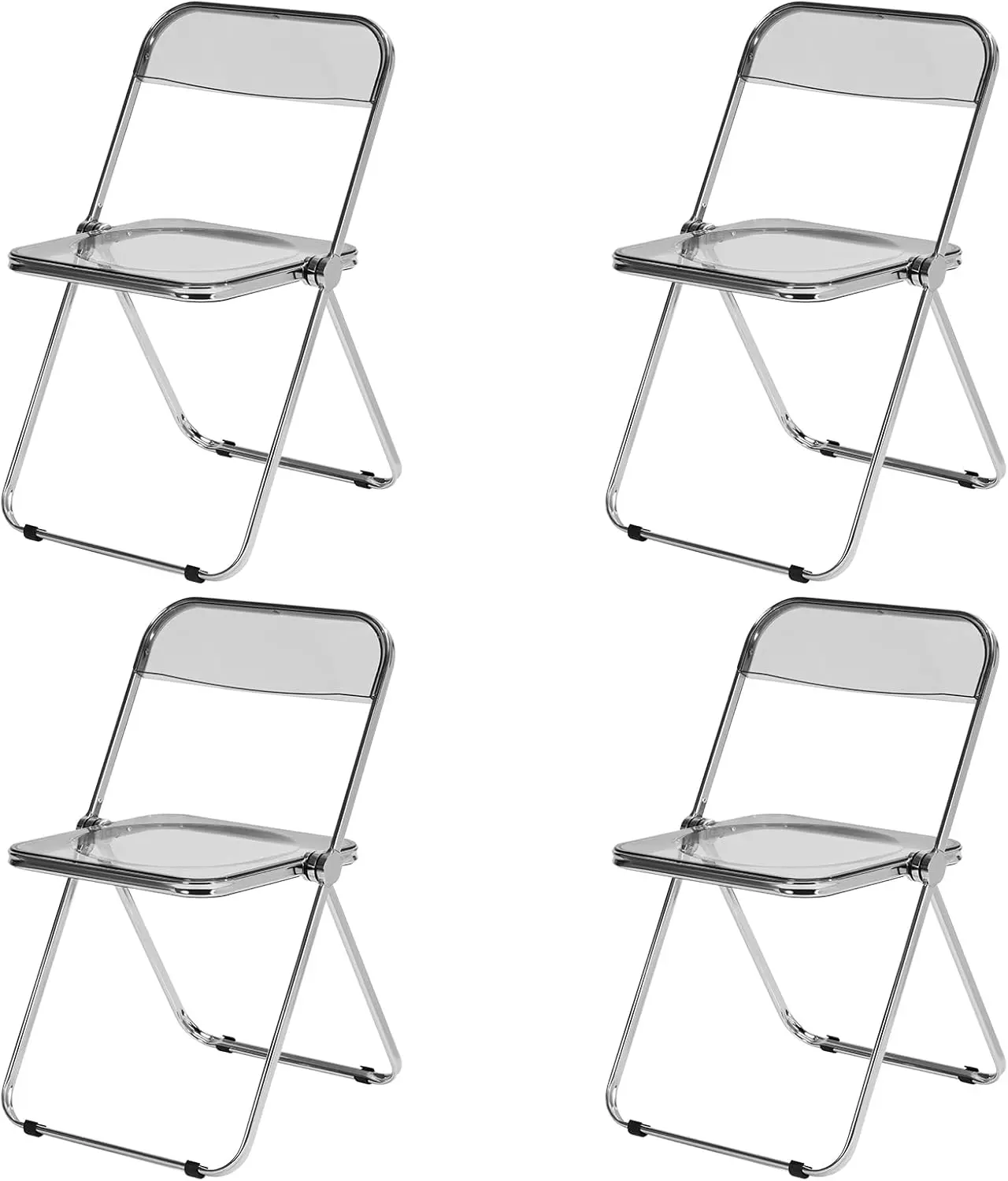 LING RONG Acrylic Folding Chairs Luxury Modern Clear Design with Metal Frame Portable Comfortable Transparent Foldable for Parties Events Indoor Outdoor Use
