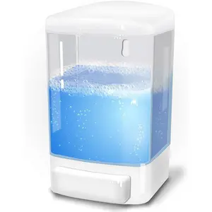 Manual Soap Dispenser Wall Mount Hand Sanitizer Dispenser 33.8oz Commercial Soap Dispenser for Bathroom Kitchen Restaurant School, Shampoo Dispenser for Liquid Gel Chamber 1000ml-trans