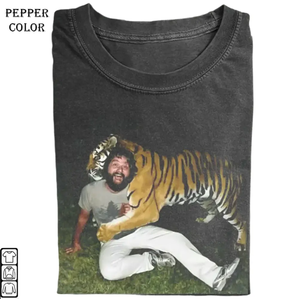 The Hangover Tiger Vintage Shirt, Festive Holiday Tee, Funny Animal Graphic Top, Cozy Winter Sweatshirt, Unisex Cotton Graphic Top T-Shirt, Unisex Cotton Crewneck Top for Daily Wear
