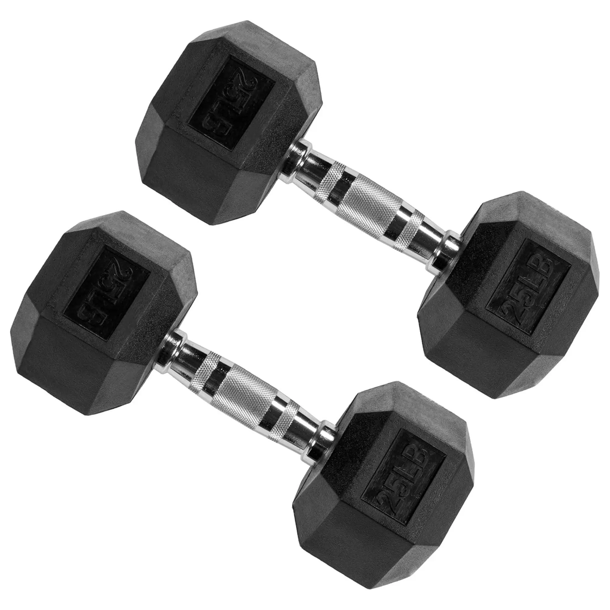 Signature Fitness Hex Dumbbells Strength Training Workout Equipment Set, 25 lbs Signature Fitness Hex Dumbbells Strength Training Workout Equipment Set, 25 lbs
