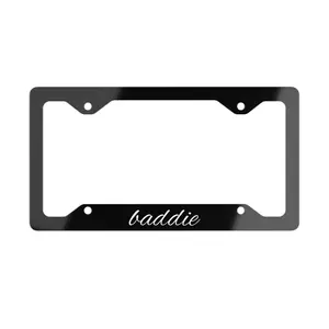 Metal License Plate Frame | baddie Script Text, Car Accessory