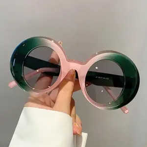 2026 New Unisex Round Frame Sunglasses, Euro-American Contrast Color Minimalist Style, UV400 Protection Fashion Eyewear for Summer Beach & Daily Wear