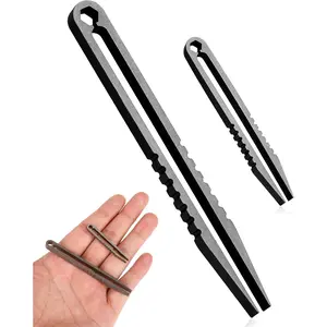 2pcs Mini Tweezers Portable Titanium Tweezers, Portable Travel EDC Tweezer Titanium Alloy EDC Survival Camping Outdoor Travel Tool