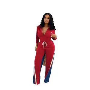 Summer Autumn Women's Set Long Sleeve V-neck Jackets & Denim Patchwork Pants Suits 2025 Two-Piece Sporty Tracksuits Street Outfits Womenswear Check Light Trouser Activewear Athletic