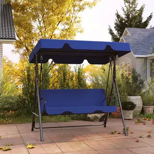 Outdoor Patio Swing with Adjustable Tilt Canopy,Seats 3, Washable Cushions, Rustproof Frame,Ideal for Garden, Balcony, Backyard, or Poolside