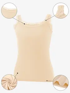 1 Piece Seamless Lace Lace Home Outerwear Interior Casual Sleeveless Spaghetti Fit Tank Top for Women Solid Color Soft, Cool, Comfortable, Tailored Women Versatile Top