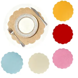 20pcs Linen Placemats Set, Boho Style Round Table Mats, Heat Resistant Farmhouse Decorative Mat for Dining Wedding Holiday Use