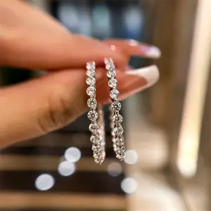 Effinny 1.0 ct*2pcs Round Cut  Women's Hoop Earrings,5A Grade Cubic Zirconia Earring for Anniversary , Wedding, Proposal Outdoorfun