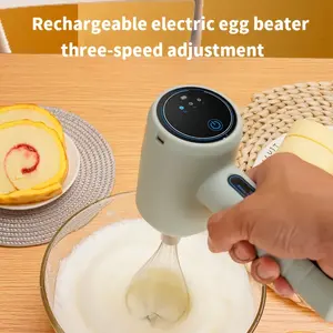 Rechargeable electric beater, electric mixer, portable, lightweight, three-speed adjustment, home baker, suitable for home baking of cakes and whipping egg whites and cream.