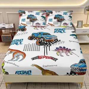 3-Piece Dinosaur Bedding Set, Includes Flat Sheet and Pillowcases, Modern Design for Bedroom Decor, Comfortable and Stylish Bed Linen, Bed Sheet Sets