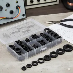 180-Piece Rubber Gasket Seal Kit, Waterproof Sealing Rings for Electrical Plugs, Cables, Pipes, and Appliance Repair, Multi-Size Durable Leak-Proof O-Ring Assortment Set