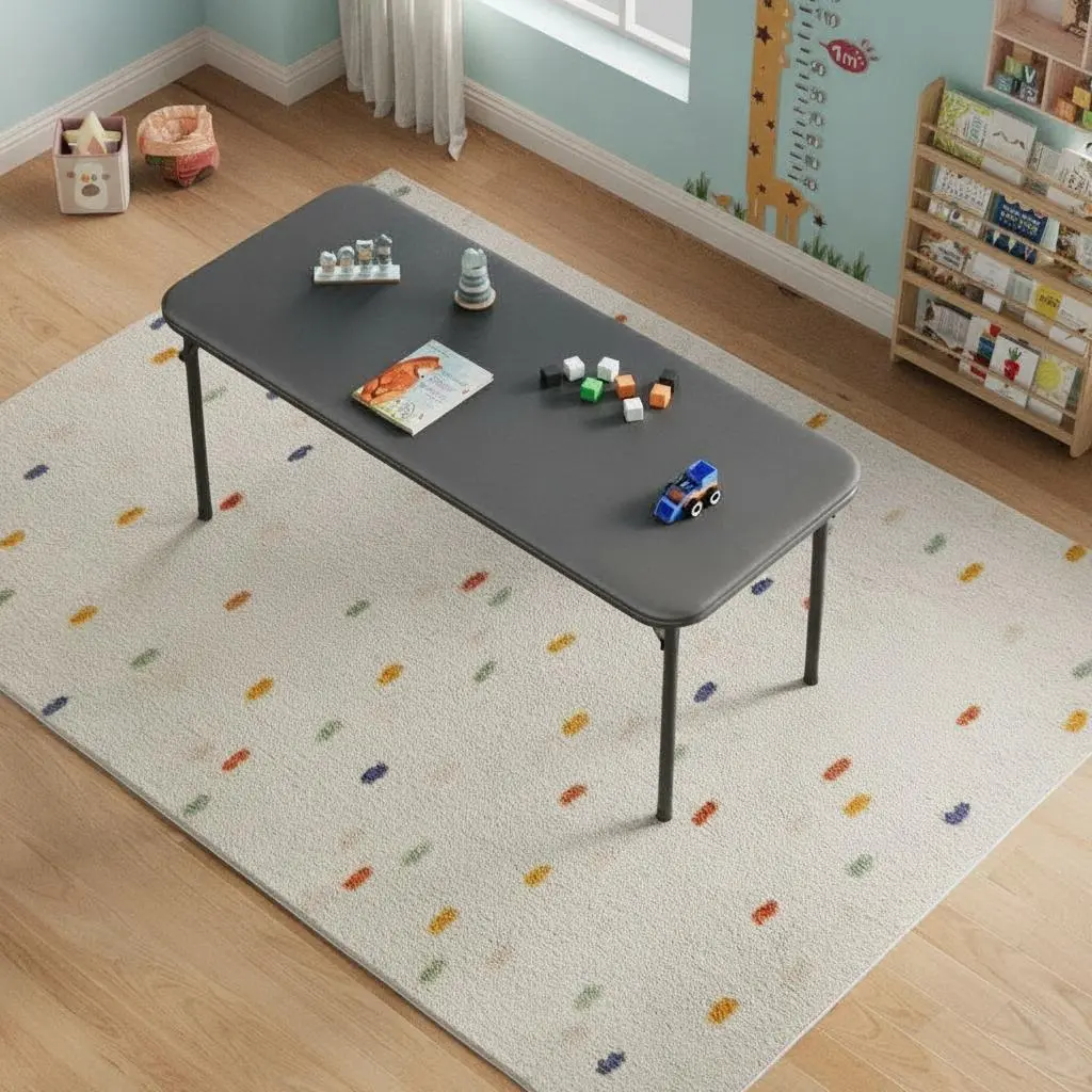 GARVEE Black Foldable Children's Table - Lightweight, Portable Indoor Kids' Furniture for Study, Crafting Activities