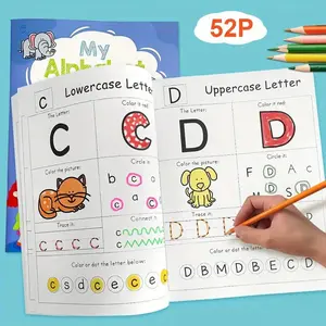 English Alphabet Tracing Pen Set for Kids Early Education, Learn Uppercase & Lowercase Letters, Writing Practice Toy for Children, Tracing Preschool Books
