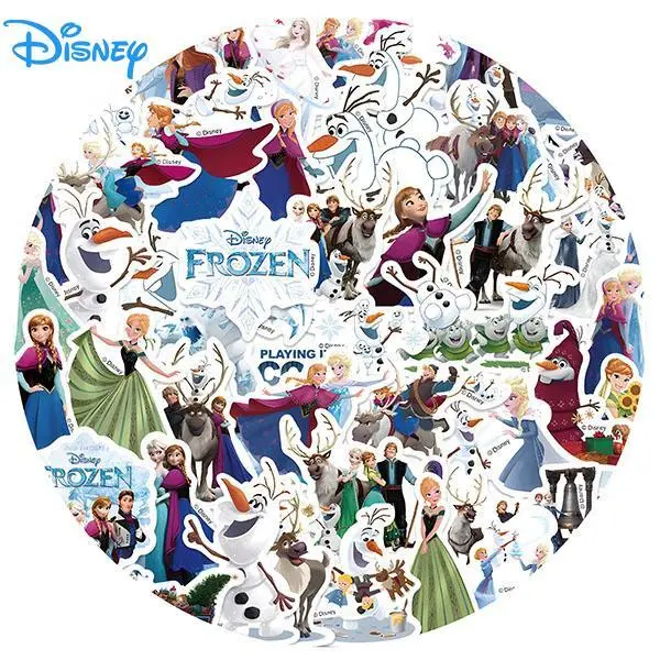 Disney Frozen Princess Peelable Plastic Layer Fridge Stickers - 50pcs Officially Licensed Waterproof Vinyl Decals for Scrapbooking, DIY Projects (Featuring Anna, Elsa, Olaf & More)