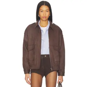Elodie the Label Elio Faux Suede Jacket in Choco Brown