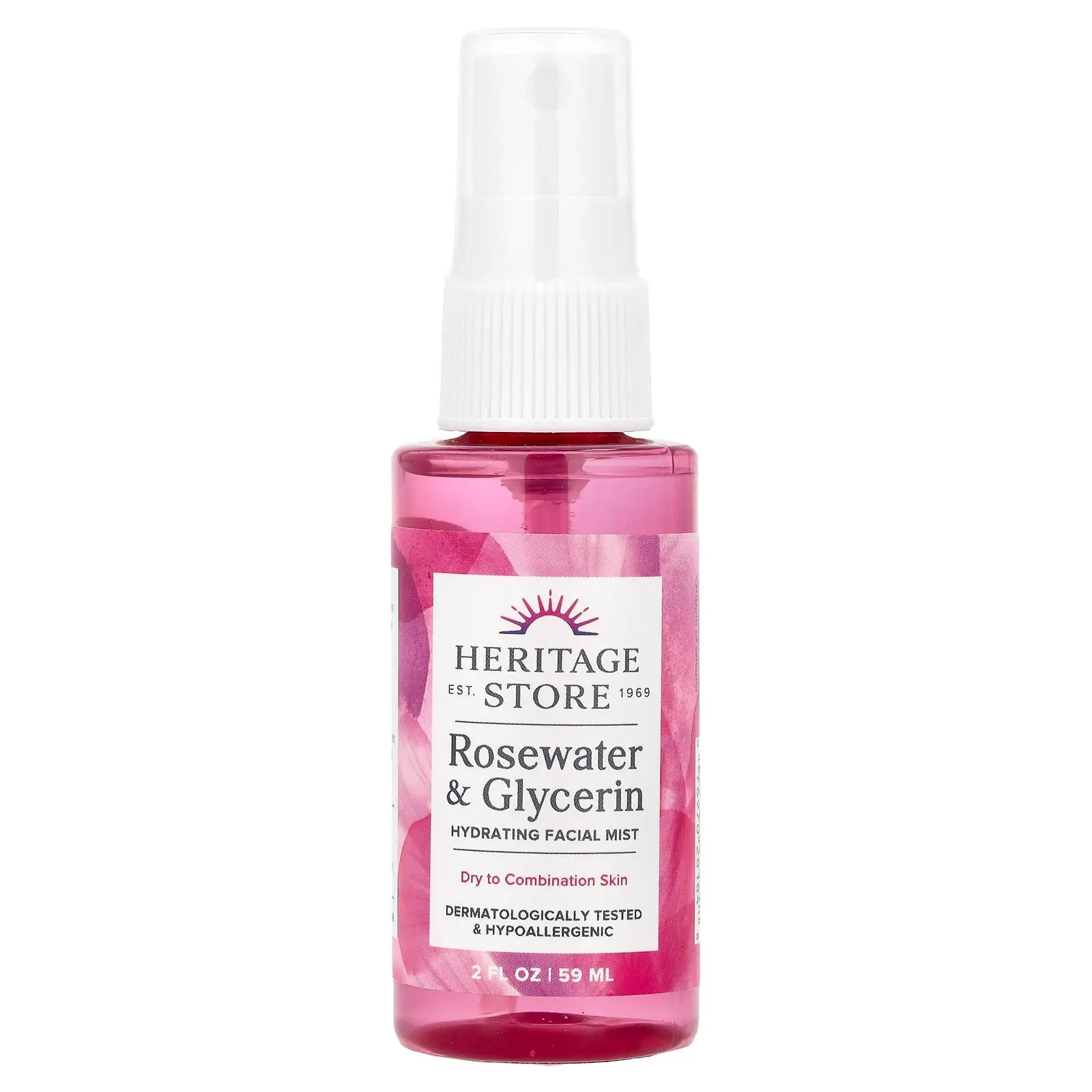 Heritage Store Rosewater & Glycerin, Hydrating Facial Mist, 2 fl oz (59 ml)