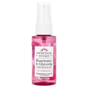 Heritage Store Rosewater & Glycerin, Hydrating Facial Mist, 2 fl oz (59 ml)