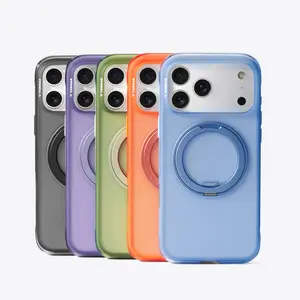 TORRAS O3 Air Magnetic Stand Case for iPhone 17 Pro Max with 360° Ring Stand & Airbag Protection 4-Meter Anti-Fall Shockproof MagSafe Compatible - Aesthetic&TORRAS Q3Air