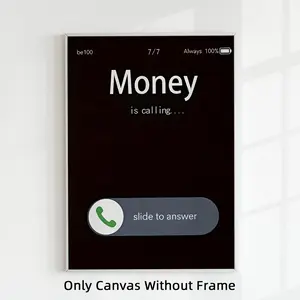 1 Count Optinal Frame Modern Motivational Money is Calling Canvas Poster, Financial Inspiration Wall Art, Money Quote, Home Office Decor, Artwork for Gift, Wall Decoration for Living Room, Bedroom, Office, Home